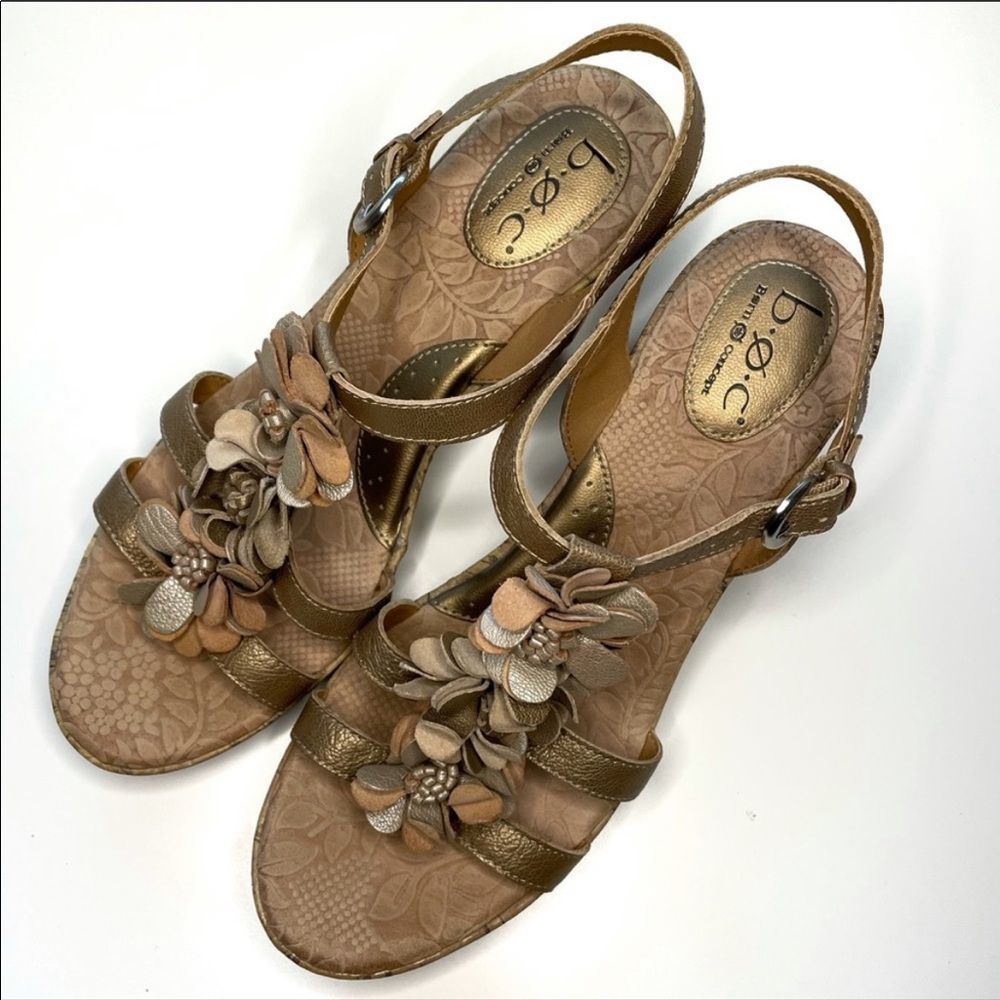 B.O.C. Leather Jills Cork Wedge Sandal Size 10